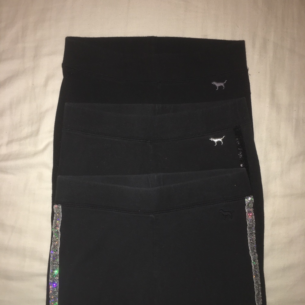 Three (3) PINK Black Leggings